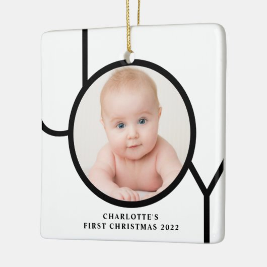 ベビーの初めてのクリスマス個人用写真 セラミックオーナメント (左)