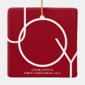 ベビーの初めてのクリスマス個人用赤写真 セラミックオーナメント (裏面)
