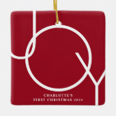 ベビーの初めてのクリスマス個人用赤写真 セラミックオーナメント (正面)