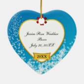 ベビーの初めてのクリスマス写真および誕生日 セラミックオーナメント (裏面)