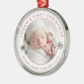 ベビーの初めてのクリスマス写真と誕生Stat メタルオーナメント (左)