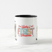 ベビーの初めてのクリスマス写真の個人用設定 マグカップ (中央)