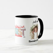 ベビーの初めてのクリスマス写真の個人用設定 マグカップ (正面右)