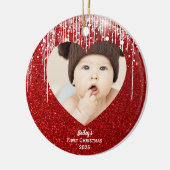 ベビーの初めてのクリスマス写真の名前 セラミックオーナメント (左)