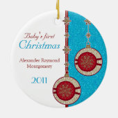 ベビーの初めてのクリスマス写真クリスマスオーナメント セラミックオーナメント (裏面)