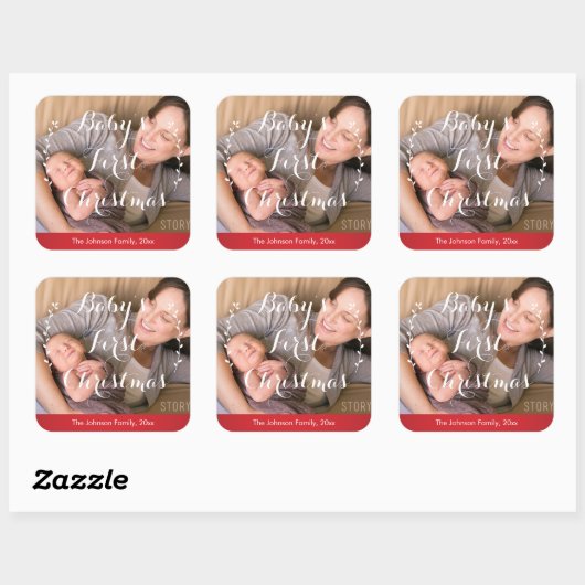 ベビーの初めてのクリスマス写真シール広場 スクエアシール (シート)