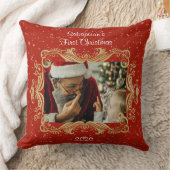 ベビーの初めてのクリスマス写真テンプレート名日付 クッション (ブランケット)