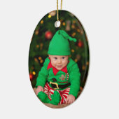ベビーの初めてのクリスマス写真テンプレート名Year Ce セラミックオーナメント (左)