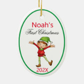 ベビーの初めてのクリスマス写真テンプレート名Year Ce セラミックオーナメント (裏面)