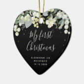 ベビーの初めてのクリスマス写真ハート型 セラミックオーナメント (左)