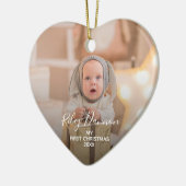 ベビーの初めてのクリスマス写真ハート セラミックオーナメント (左)