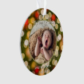 ベビーの初めてのクリスマス写真名ゴールデンキープサケ オーナメント (正面)