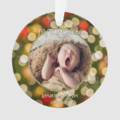 ベビーの初めてのクリスマス写真名ゴールデンキープサケ オーナメント (正面)
