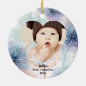 ベビーの初めてのクリスマス写真名パステル セラミックオーナメント (裏面)