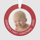 ベビーの初めてのクリスマス写真名前をカスタムすると年 オーナメント (正面)
