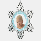 ベビーの初めてのクリスマス写真名前をカスタムすると年 スノーフレークピューターオーナメント (右)