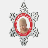 ベビーの初めてのクリスマス写真名前をカスタムすると年 スノーフレークピューターオーナメント (右)