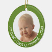 ベビーの初めてのクリスマス写真名前をカスタムすると年 セラミックオーナメント (左)
