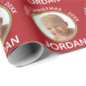 ベビーの初めてのクリスマス写真名前をカスタムすると年 ラッピングペーパー (ロールコーナー)