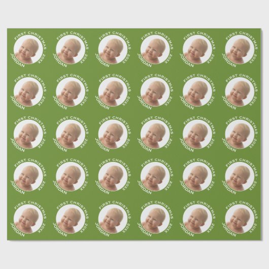 ベビーの初めてのクリスマス写真名前をカスタムすると年 ラッピングペーパー (フラット)