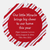 ベビーの初めてのクリスマス写真新しい親ペパーミント オーナメントカード (裏面)