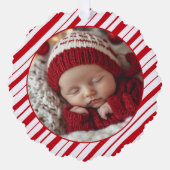 ベビーの初めてのクリスマス写真新しい親ペパーミント オーナメントカード (正面)