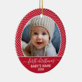 ベビーの初めてのクリスマス写真水玉模様書道 セラミックオーナメント (右)