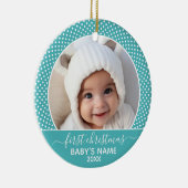 ベビーの初めてのクリスマス写真水玉模様書道 セラミックオーナメント (右)