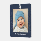ベビーの初めてのクリスマス写真誕生の詳細 メタルオーナメント (正面左)