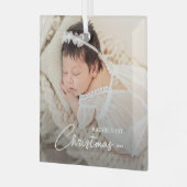 ベビーの初めてのクリスマス写真 ガラスオーナメント (正面左)