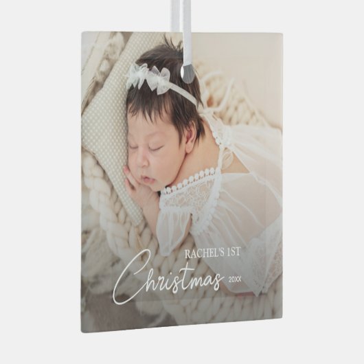 ベビーの初めてのクリスマス写真 ガラスオーナメント (正面右)