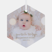 ベビーの初めてのクリスマス写真 ガラスオーナメント (裏面)
