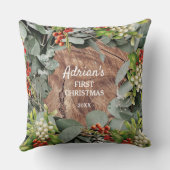 ベビーの初めてのクリスマス写真 クッション (裏面)