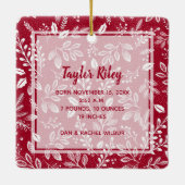 ベビーの初めてのクリスマス写真：クランベリー セラミックオーナメント (裏面)