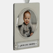 ベビーの初めてのクリスマス写真 シルバープレートバナーオーナメント (右)