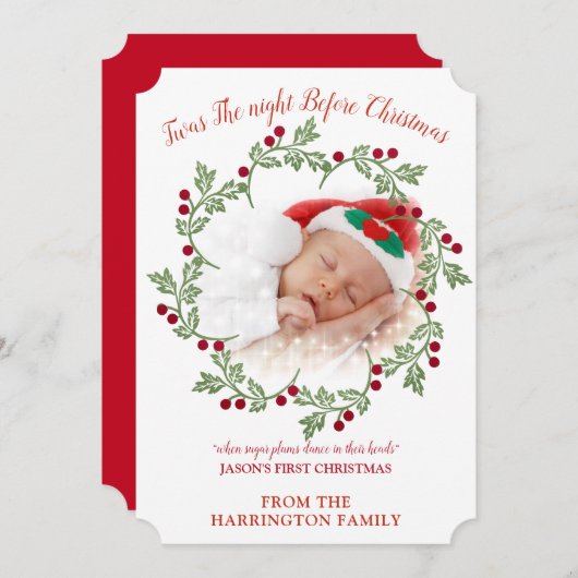 ベビーの初めてのクリスマス写真 シーズンカード (正面/裏面)