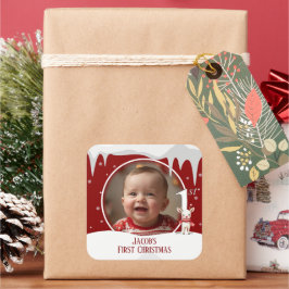 ベビーの初めてのクリスマス写真 スクエアシール