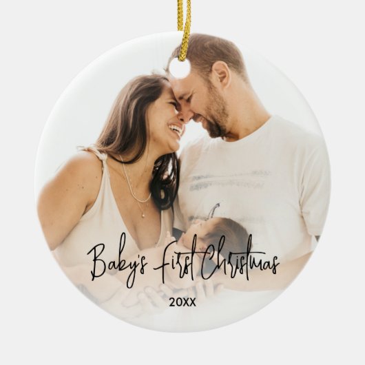 ベビーの初めてのクリスマス写真 セラミックオーナメント (正面)