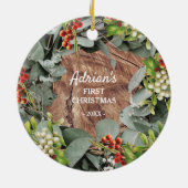 ベビーの初めてのクリスマス写真 セラミックオーナメント (裏面)