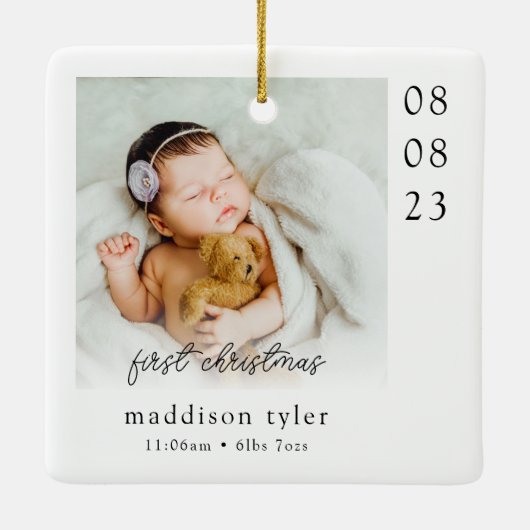 ベビーの初めてのクリスマス写真 セラミックオーナメント (裏面)