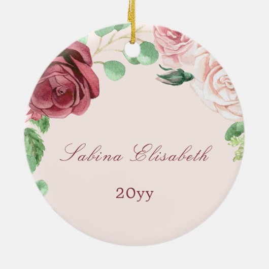 ベビーの初めてのクリスマス写真 セラミックオーナメント (裏面)