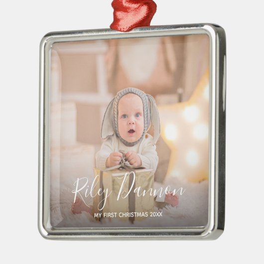 ベビーの初めてのクリスマス写真 メタルオーナメント (左)