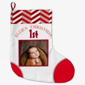 ベビーの初めてのクリスマス写真 ラージクリスマスストッキング (正面)