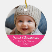 ベビーの初めてのクリスマス写真 – 側面独身の付 セラミックオーナメント (正面)