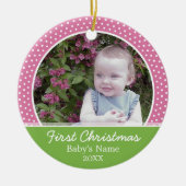 ベビーの初めてのクリスマス写真 – 側面独身の付 セラミックオーナメント (正面)