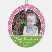 ベビーの初めてのクリスマス写真 – 側面独身の付 セラミックオーナメント (左)