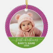 ベビーの初めてのクリスマス写真 – 側面独身の付 セラミックオーナメント (正面)