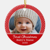 ベビーの初めてのクリスマス写真 – 側面独身の付 セラミックオーナメント (正面)