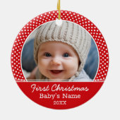 ベビーの初めてのクリスマス写真 – 側面独身の付 セラミックオーナメント (裏面)