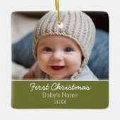 ベビーの初めてのクリスマス写真 – 側面独身の付 セラミックオーナメント (正面)